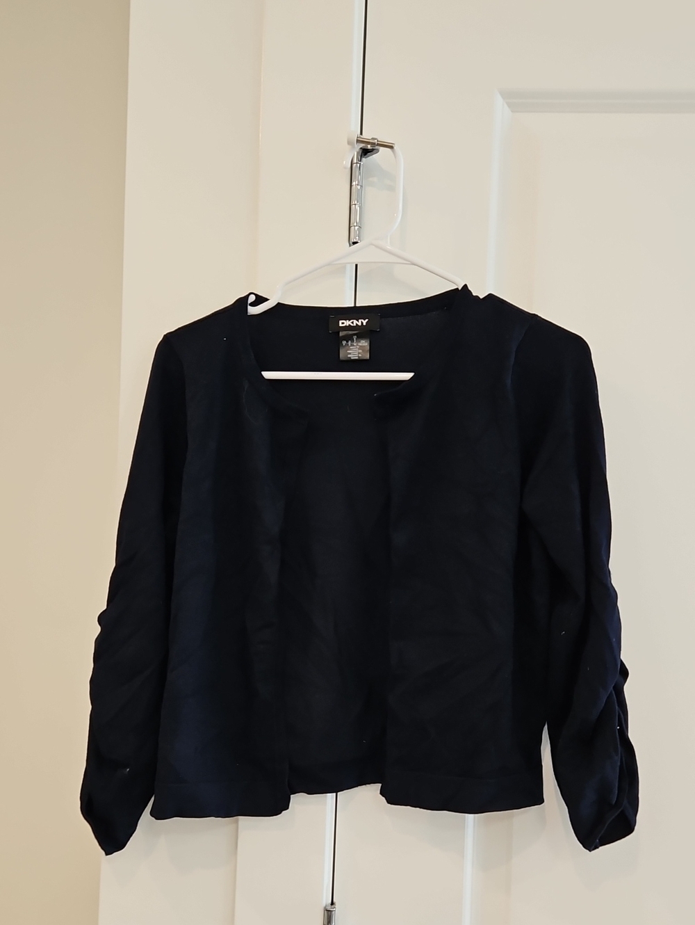 DKNY Navy Open-Front Cropped Blazer